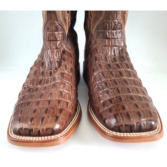 Horse Power Mens Nile Croc Print Western Boots Sq Toe Sz 10.5D Brown HP1070 FLAW main image 15